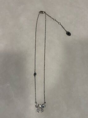 Delicate Silver Bow Pendant Necklace - Silver